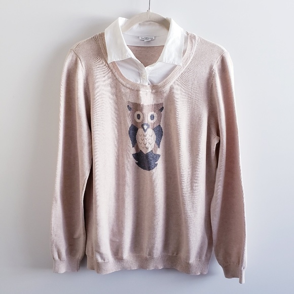croft & barrow Sweaters - CROFT & BARROW Tan Owl Collar Sweater Size Large